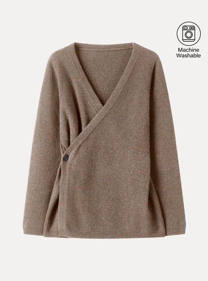 Merino-Blend V-Neck Long Sleeve Wrap Sweater