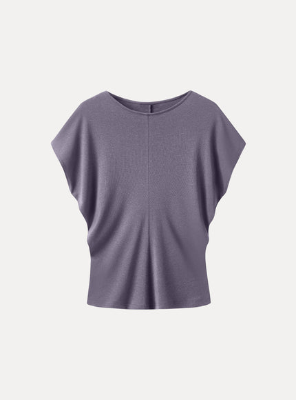 Linen-Blend Round Neck Relaxed Summer Top