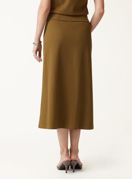2Pcs Set Boatneck Sleeveless Top & Mid-Rise A-Line Midi Skirt