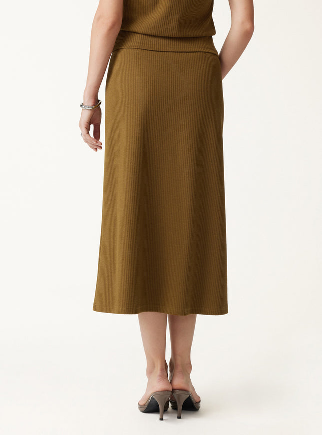 2Pcs Set Boatneck Sleeveless Top & Mid-Rise A-Line Midi Skirt