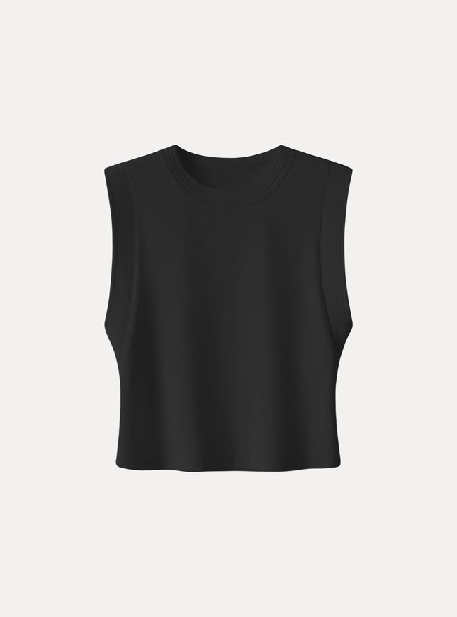 Soft Cotton Lyocell Cropped Wide Shoulder Tank