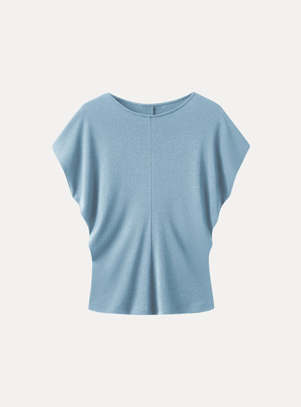 Linen-Blend Round Neck Relaxed Summer Top
