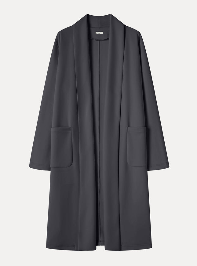Modal Spacer Knit Shawl Collar Pocketed Long Cardigan