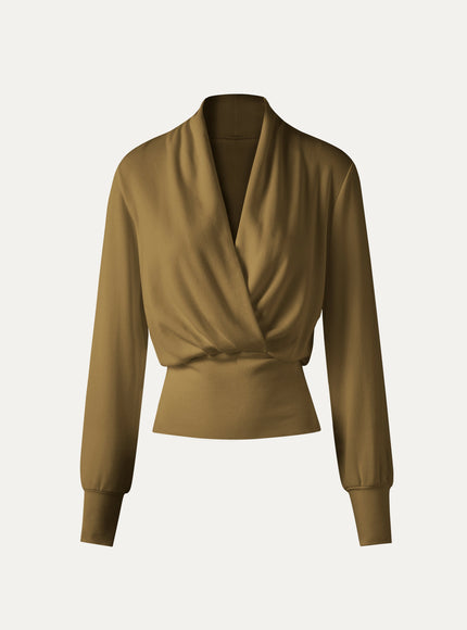 Surplice Long Sleeve Banded Hem Top