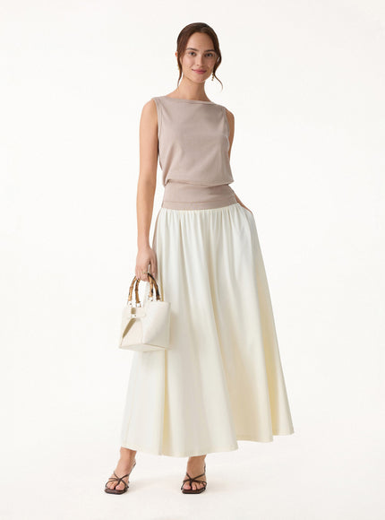 Cotton-Linen Blend Reversible Boatneck Low Back Top
