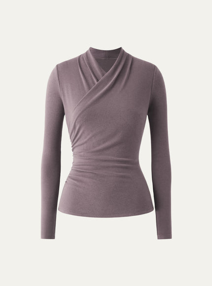 Surplice Long Sleeve Ruched Top