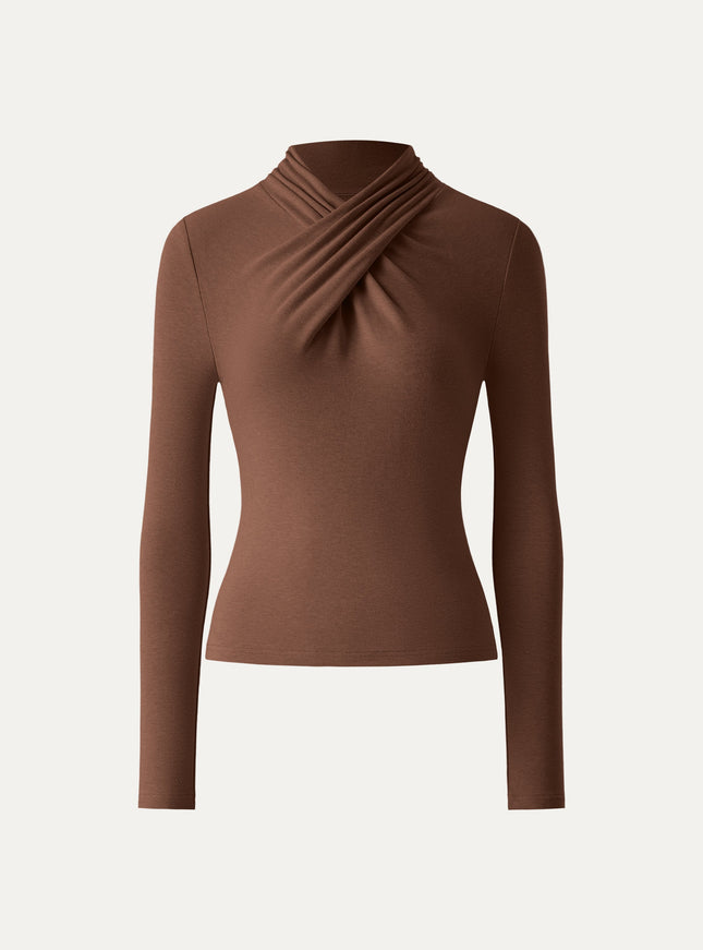 Twisted Mockneck Long Sleeve Top