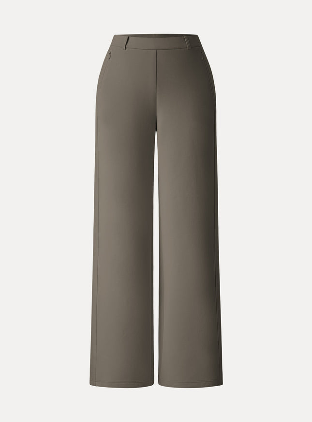 Stretch Cotton Blend Slimming High Rise Wide Leg Pant
