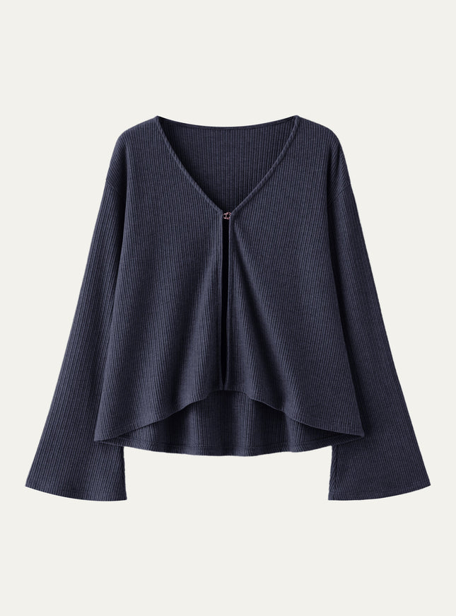 V Neck Flare Long Sleeve Cardigan