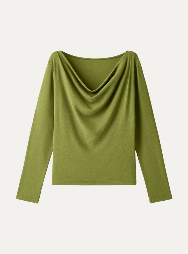 Cowl Neck Long Sleeve Draped Top