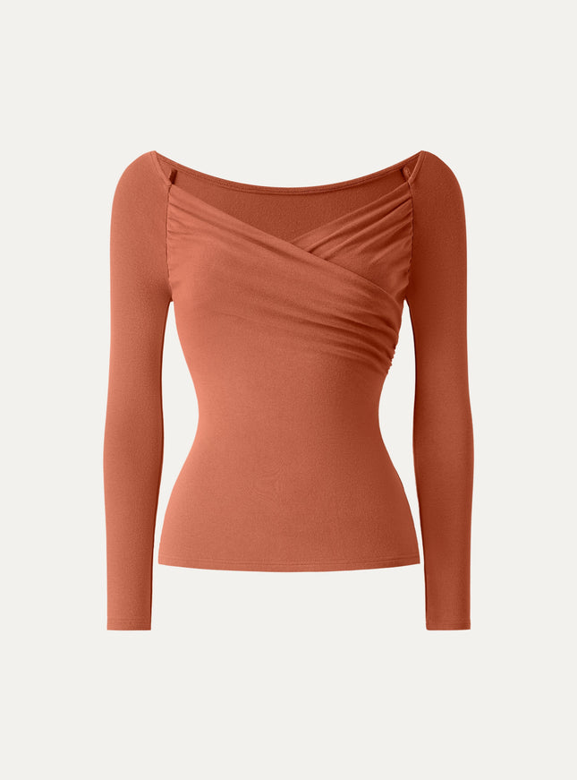 Surplice Ruched Long Sleeve Top