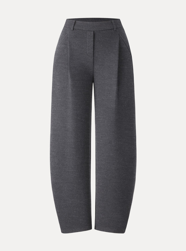 Cozy Knit Mid Rise Barrel Leg Pull-on Pants