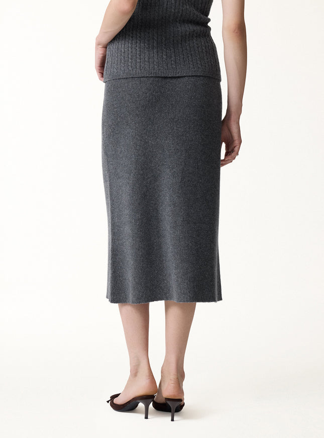 The Everyday Textured Merino-Blend Knit Skirt