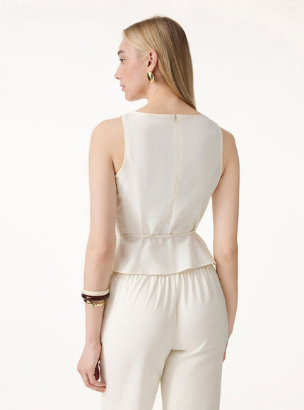 2Pcs Set Boatneck Waist-Defined Top & Maxi Flared Pull-On Skirt