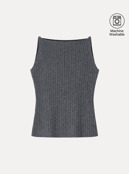 Merino-Blend Sleeveless Cable-Knit Sweater Tank