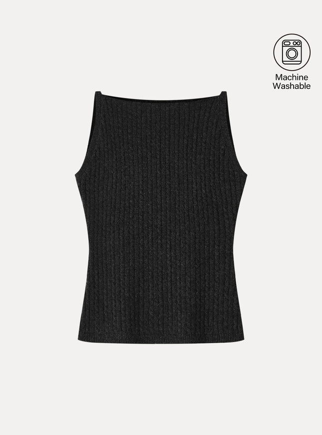 Merino-Blend Sleeveless Cable-Knit Sweater Tank
