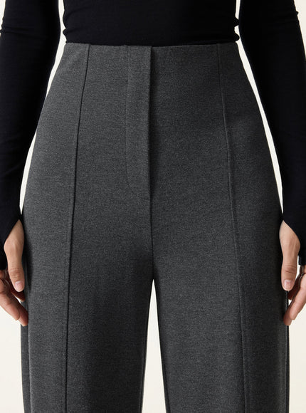 Ponte High-Rise Straight-Leg Pants with Pockets - Heather Black Grey