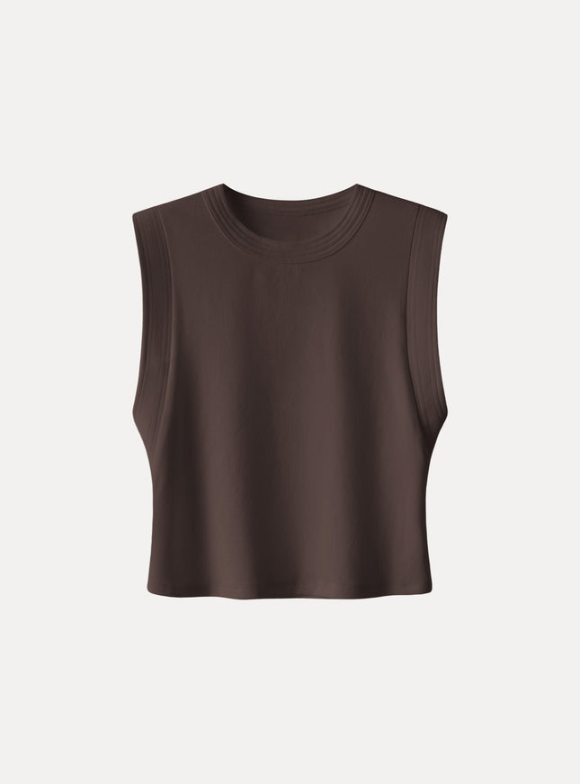 Soft Cotton Lyocell Cropped Wide Shoulder Tank