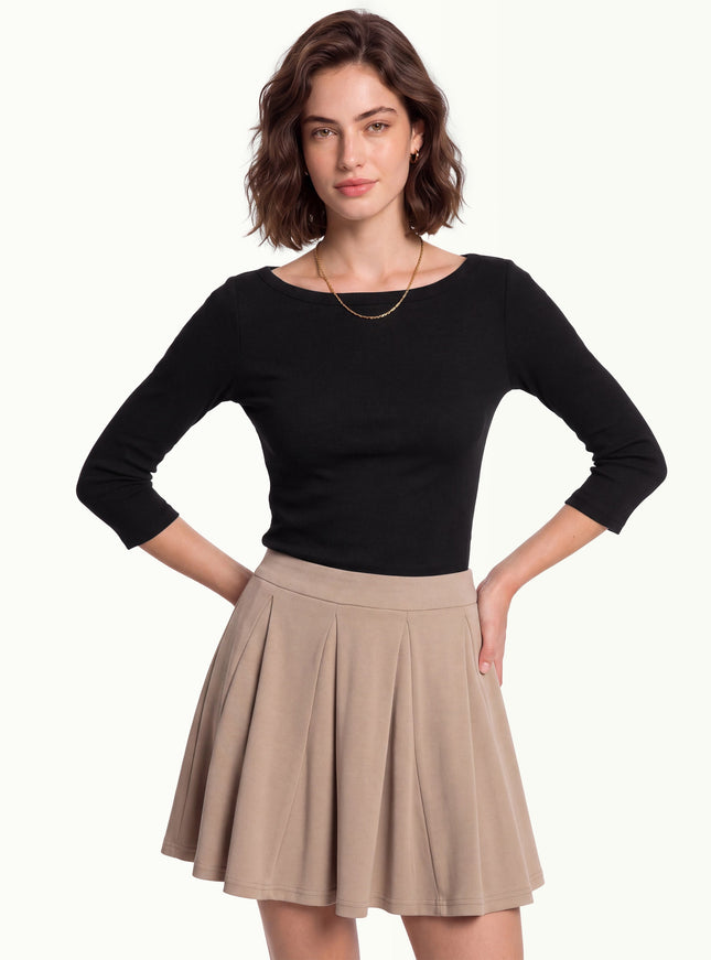 ® Boatneck 3/4 Sleeve Built-In Bra Top