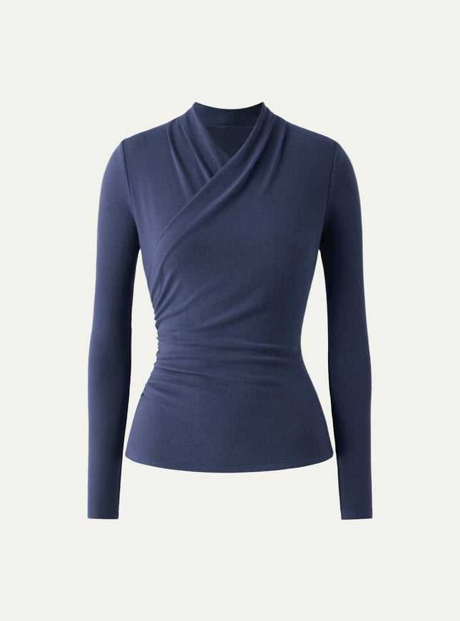 Surplice Long Sleeve Ruched Top