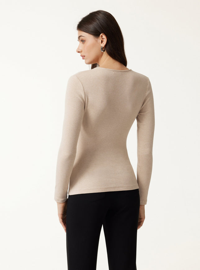 Surplice Long Sleeve Asymmetrical Hem Top