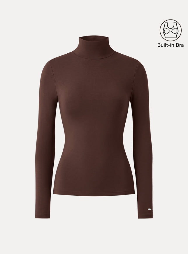 MaxWarm Turtleneck Long Sleeve Built-In Bra Top