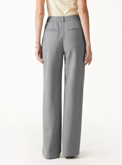 Ponte High-Rise Straight-Leg Pants with Pockets - Heather Charcoal Grey