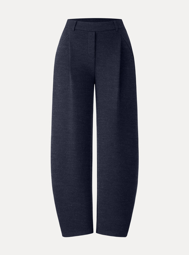 Cozy Knit Mid Rise Barrel Leg Pull-on Pants