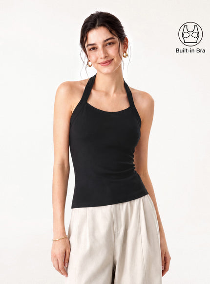 Sleek Halter Built-In Bra Top
