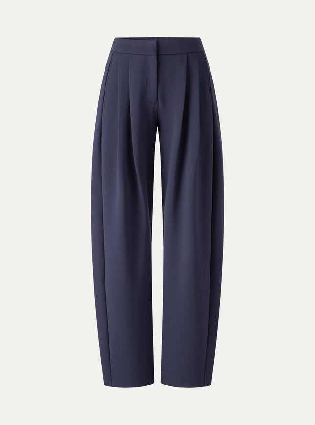 Ponte Low-Rise Ankled Barrel Pants with Pockets