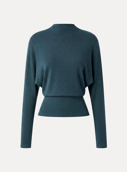 Mock Neck Batwing Sleeve Top