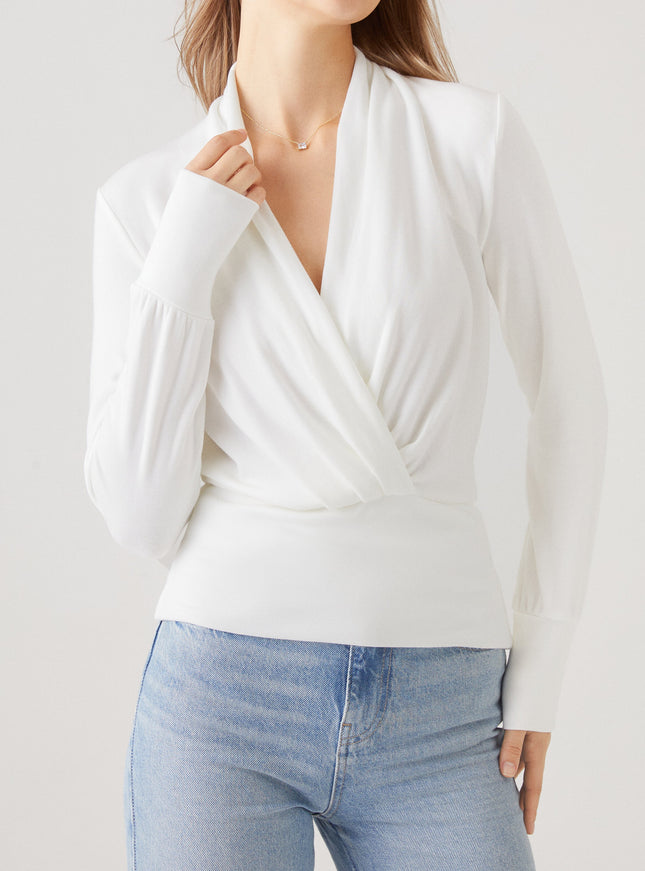 Surplice Long Sleeve Banded Hem Top