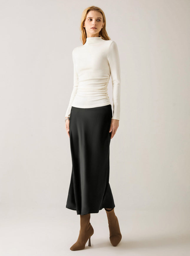 Ruched Sides Tuckable Mockneck Top