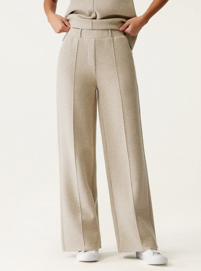 2Pcs Set Regular Split Hem Top & High Waisted Warm Straight Leg Pull On Pant