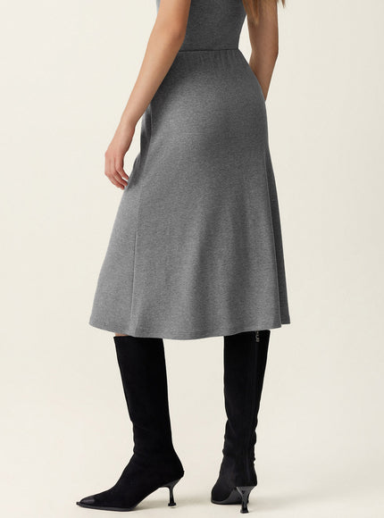 2Pcs Set Surplice Banded Hem Top & Soft Pull-On Midi Skirt