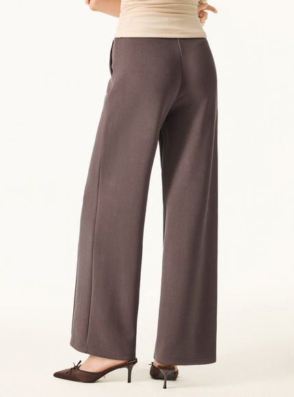 2Pcs Set Mockneck Pullover Shirt & Mid Rise Straight Leg Pants with Pockets