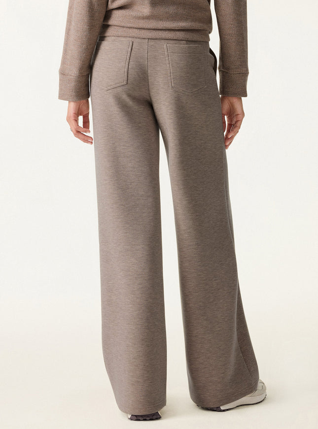 Double Waistband Straight Leg Pants with Pockets