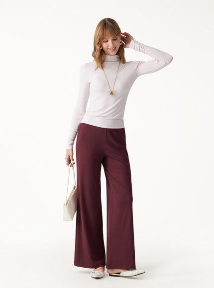 Lyocell Wool Mid Rise Wide Leg Pull-on Pant with Pockets