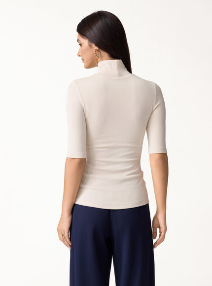 2Pcs Set Turtleneck Built-In Bra Tops & High Rise Wide Leg Pant