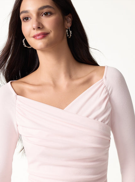 Surplice Ruched Long Sleeve Top