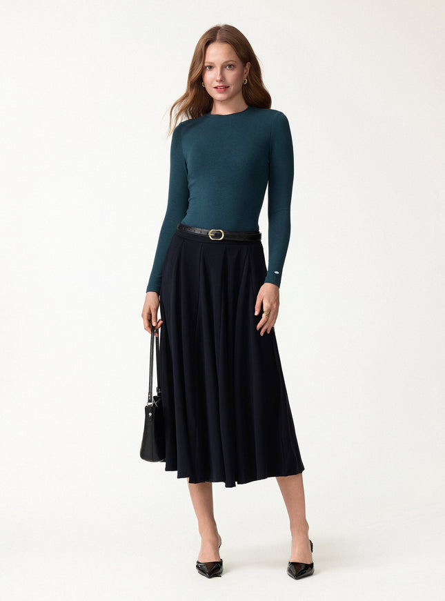 Crewneck Long Sleeve Built-In Bra Top