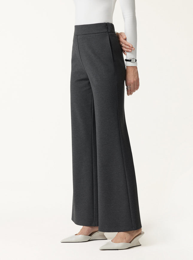 Ponte High-Rise Wide-Leg Pants with Pockets - Pure Black