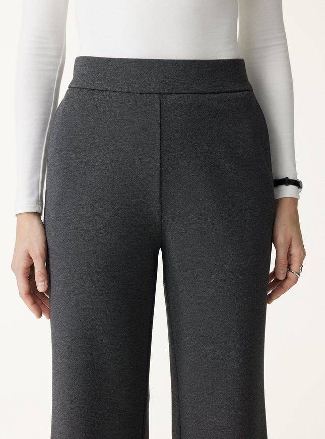 Ponte High-Rise Wide-Leg Pants with Pockets - Pure Black