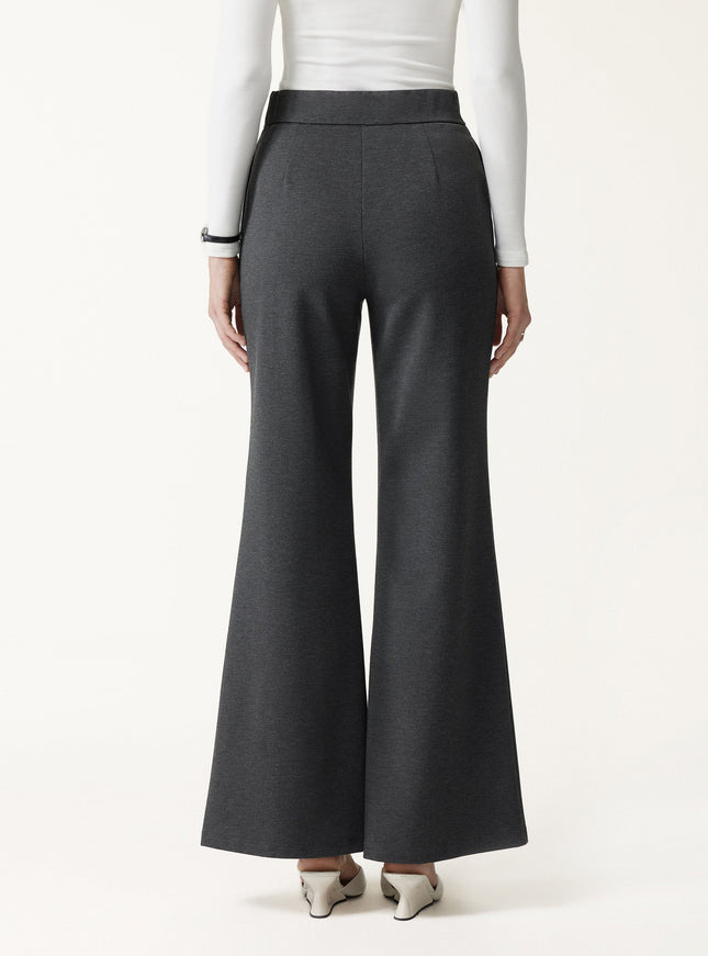 Ponte High-Rise Wide-Leg Pants with Pockets - Pure Black