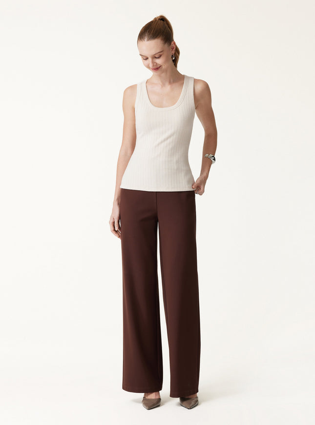 MaxWarm Wide Ribbed U-Neck Sleeveless Built-In Bra Top