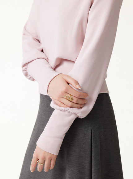 Elevated Crewneck Brushed Built-In Bra Top with Banded Hem