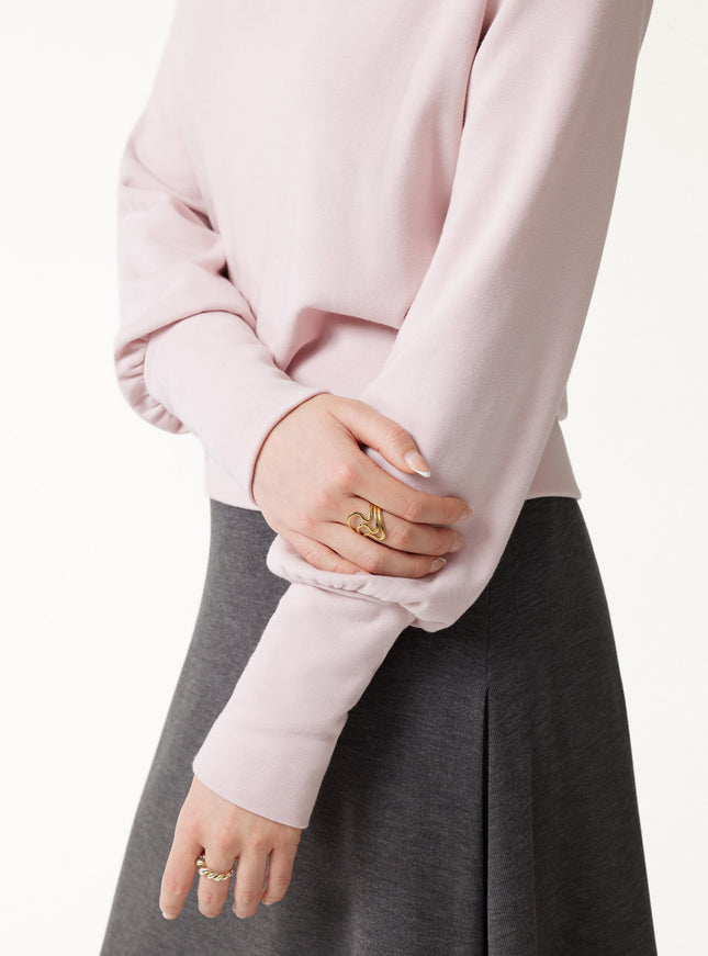 Elevated Crewneck Brushed Built-In Bra Top with Banded Hem