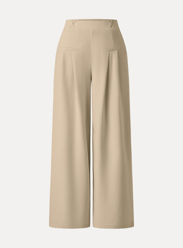 Drapey Bamboo Ponte Mid Rise Wide Leg Trouser with Pockets