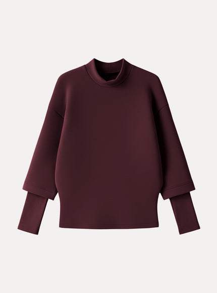 Mockneck Sleeve-Warmer Top