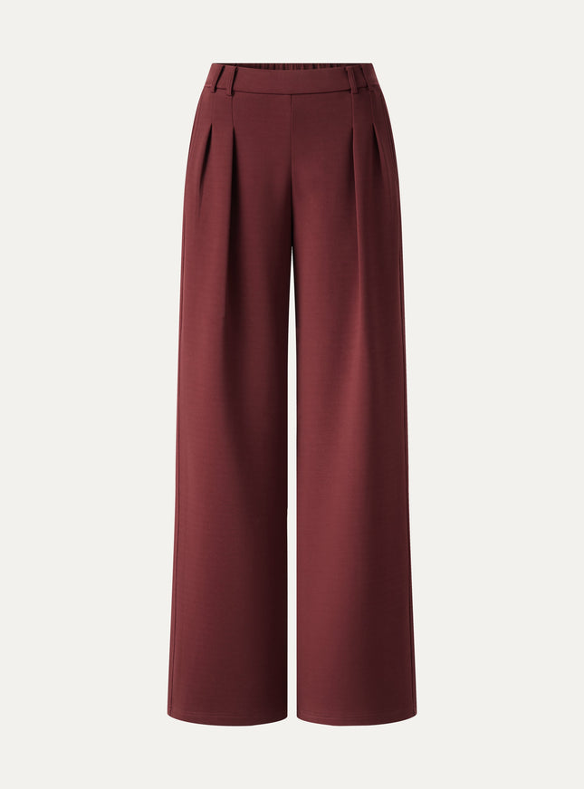 Lyocell Spacer Knit High-Rise Wide-Leg Tuck Pants with Pockets